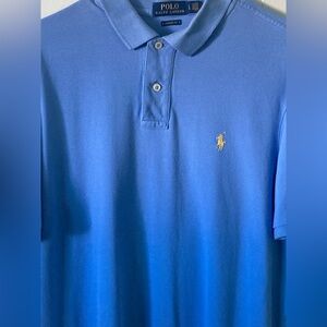 Ralph Lauren Men's Polo Shirt SZ L in sky Blue with Gold Logo 100%cotton